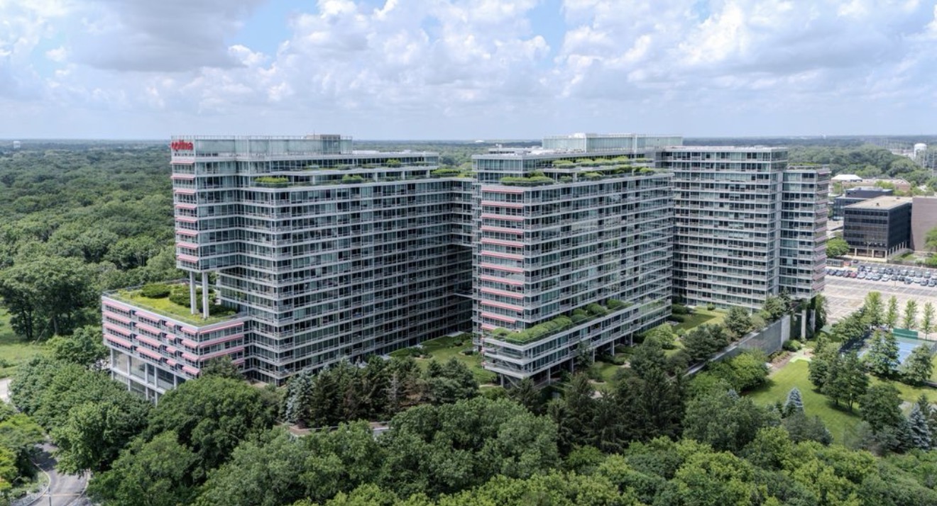Luxury residential building complex exterior